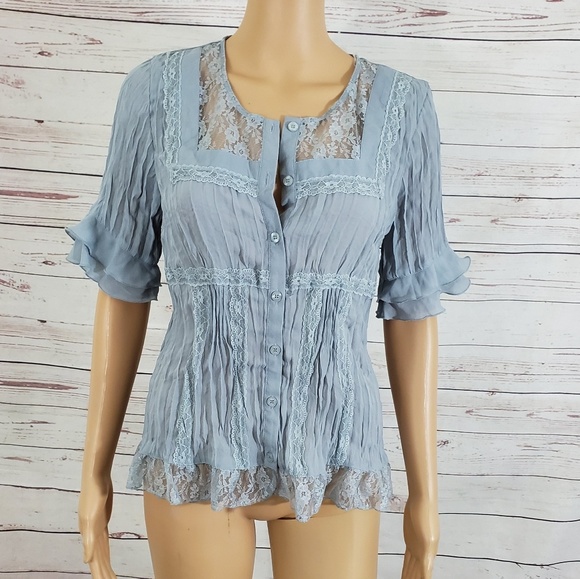 NY Collection Tops - NY Collection Blouse Button Down PM